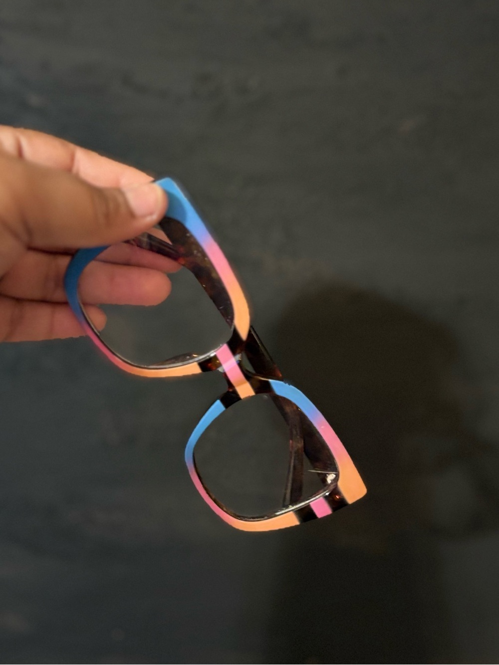 SHEIN Multicolor Block Square Women's Glasses - Blue Pink Orange